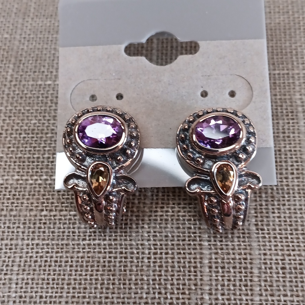 OC Tanner Sterling Silver Amethyst Pendant Necklace Pierced Earrings Set - Picture 8 of 15